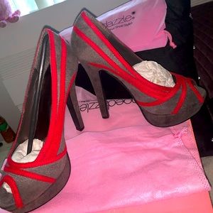 brand new heels grey and red